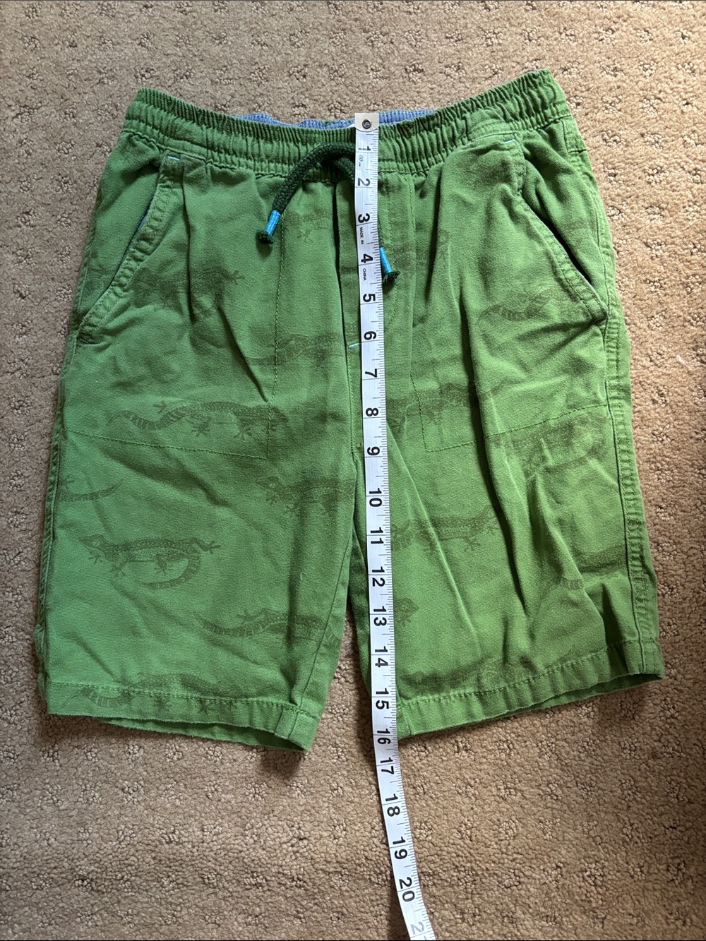 Boden kids Green Drawstring Shorts with animal Print - Picture 4 of 5